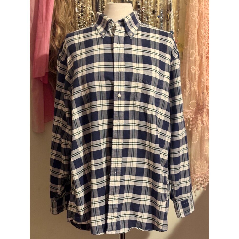 Vintage 80s L.L. Bean Plaid Button Down Shirt Men’s 17.5  35